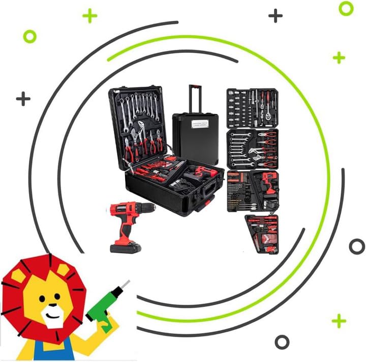 346pcs Tool Sets,18V Electric Power Drill Set, Cordless Drill for Men, Household Home DIY Hand Tool Kits,18+1 Clutch Cordless Power Drill Set for Thanksgiving, Christmas,Father's Day (Black) - color: Black