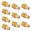 10 piece EFIELD Brass Expansion Pex A 3/4"x 1/2" Male NPT Adapter Fitting - size: 3/4" x 1/2" (Brass, Pack of 10)
