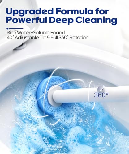 SOPAMI Disposable Toilet Brush with 32 Refills Deep Cleaning Touch Free - size: Blue Sponge