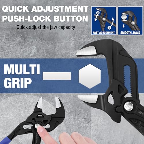 WORKPRO Pliers Wrench Set, 7 & 10-Inch CR-V Construction Wrench Pliers - size: 7 & 10-Inch