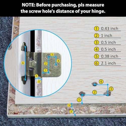 6 Pack (3 Pairs) Antique Brass Inset Hinges Self Closing Hidden Cabinet - color: Antique Brass, size: 6 Pack (3 Pairs)