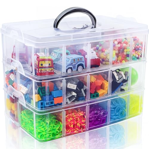 Bead Organizer 3 Tier 30 grid Stackable Craft Tackle Storage Container - size: 3-Tier