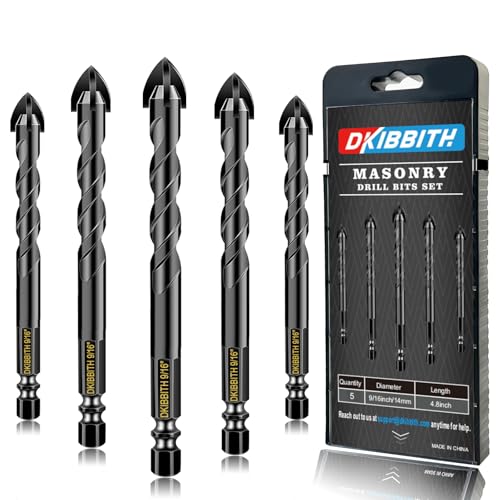 5 Pcs 9/16" Masonry Concrete Drill Bit Set for Tile Brick Glass Plastic Wood, Cross Tungsten Carbide Tip, Hex Shank, Work with Ceramic Porcelain Tile Wall Mirror Paver,9/16 Inch Drill Bits, 14mm - size: 5 Pack 9/16"(14mm)