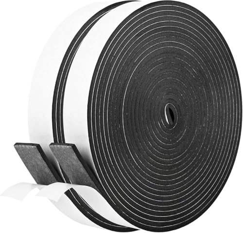 Kikerike Self Adhesive Foam Tape Weatherstrip 1In x 1/8In x 33Ft High Density Foam Insulation Strips Seal Weather Stripping with Strong Adhesive for Door and Window Sound Isolation Soundproofing - size: 1in x 1/8in x 33Ft