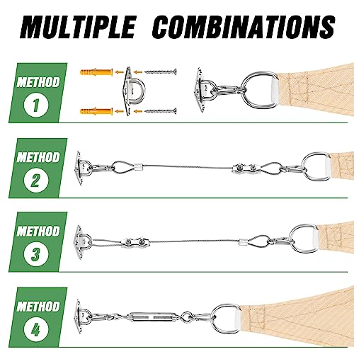 UIRWAY Shade Sail Hardware Kit, 52Pcs Stainless Steel Hardware Kit for Rectangle Triangle Canopy, Heavy Duty Anti-Rust Hardware Kit Set for Outdoor Garden Patio(6Inch +304 Stainless Steel Wire Rope) - size: 52 pcs - Wire Rope