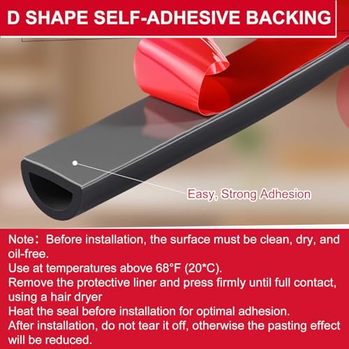 Pangda 13ft Foam Rubber D Shape Seal Strip 1" W x 0.5" H Self Adhesive EPDM Rubber Weather Stripping RV Slide Out Seal Heavy Duty Automotive Weather Stripping for Car Truck RV Boat Home - size: 13ft, style: 1" W X 0.5" H