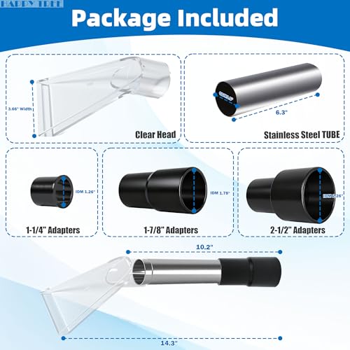 Happy Tree Universal Fit All Existing Shop Vacs with 2-1/2" &1-7/8" &1-1/4" Adapter Wet Extraction Accessory for Upholstery & Carpet Cleaning & Auto Detailing Shop Vac Extractor Attachment Hose Kit - size: Small