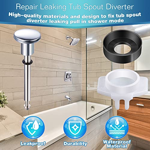 Enhon 2 Set Tub Spout Diverter Repair Kit (Chrome, Classic) | Includes 2 x Diverter Valve Stems, 2 x Cup Seals and 2 x Gates, Bathroom Shower Bathtub Leaky Faucet Repair Replacement Parts - color: Chrome