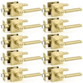Probrico Interior Door Handles with Lock, Brushed Gold Privacy Levers for Bedroom Bathroom, Heavy Duty Square Reversible Lockset, 10 Pack - color: Gold