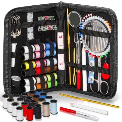 142-Piece Travel Sewing Kit for Adults & Kids, Small Needle & Thread Kit