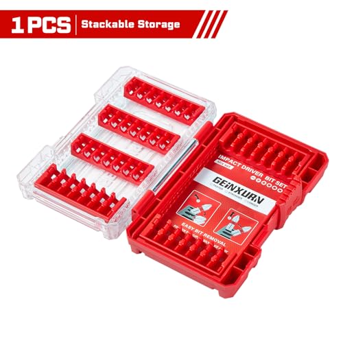 Geinxurn 1Pc Red Storage Box Case, small parts box with detachable divider, Screwdriver Bit Set Box - style: STKB001-RD
