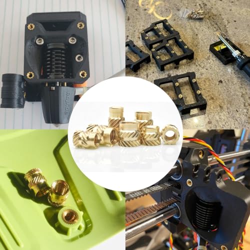 M3 Press in Threaded Inserts for plastic-100Pcs M3x5.7x4.6 with Heat Set Insert Tools-Brass Metric Knurled Nuts for 3D Printing Components and Plastic Parts - size: M3xL5.7xD4.6-100Pcs