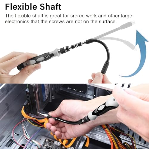 115-in-1 Precision Screwdriver Set for Electronics Cell Phones Watches and Automotive Maintenance - Professional Repair Kit with Magnetic Non-Slip Handle and Tweezers with Flat and Multiple Bits - color: Grey