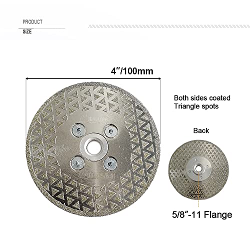 SHDIATOOL Diamond Cutting Grinding Disc for Granite Marble, Cutting Wheel Saw Blade with 5/8-Inch-11 Arbor 4-Inch - size: 4" Double(Thread:5/8"-11)