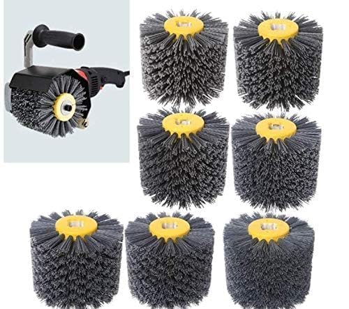 SIGNI Abrasive Nylon Drawing Wheel Drum Burnishing Polishing Brush for wooden furniture floor polishing 120X100mm 400 Grit 1pack - size: 400 Grit, Black