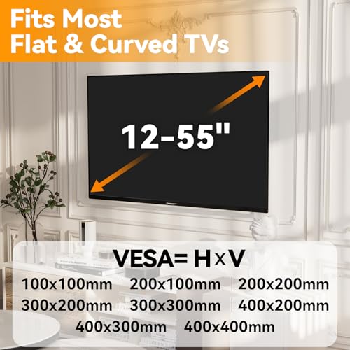 No Stud TV Wall Mount for 12-55 inch TVs, No Drill TV Mount - size: Fits 12-55 Inch TVs up to 100 lbs