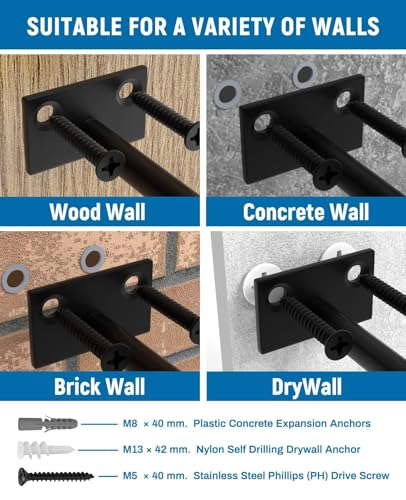 4-Pack 10 inch Floating Shelf Brackets, Hidden Shelf Bracket for Wood - color: Black-4Pack, size: 10 Inch