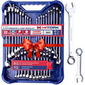 HITORK 32 Piece Combination Wrench Set, SAE and Metric, Standard and Stubby - style: 32 Piece Set SAE & Metric