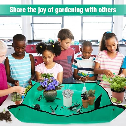 ANPHSIN 20pcs Small Gardening Tools Gifts for Women Beginners, Green | Garden Hand Tools Set for Indoor Succulent Bonsai Plants Transplanting, Included 39" Plant Repotting Mat/Mini Shovel/Labels - color: Green