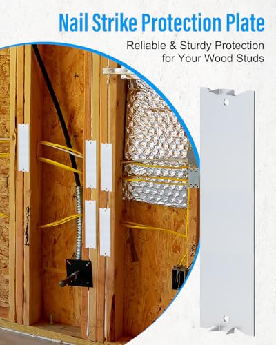 6 x 1.5" 30 Pcs Nail Protection Shield for Wood Studs Cable Wire Protector - size: 6 x 1.5 inches