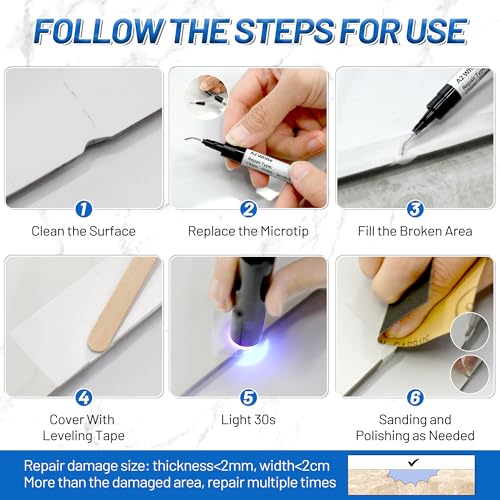 Quartz Countertop Repair Kit (Clear, White, Gray, Beige) 30s Fast Curing
