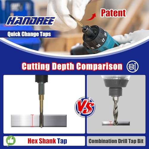 JEFE HEX 8-32 UNC Hex Shank Taps for Metal | MRO & Industrial Use | Quick-Change | Impact Driver (5pcs) - size: 8-32 UNC (5 pcs)