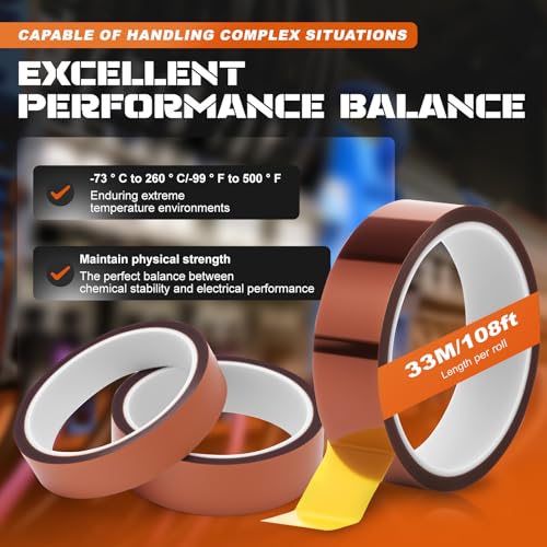 2 Set 6-Size Polyimide High Temp Tape, No Residue for Soldering Sublimation