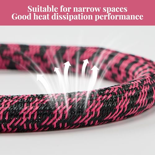 Cable Sleeve 1/2 Inch x 100FT Self-Wrapping Wire Loom - color: Black pink, size: 1/2"-100ft