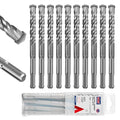 SALI SDS Plus Rotary Hammer Drill Bit Set,1/2" x 6", 10-Pack, Carbide-Tipped Masonry Bits for Concrete, Brick & Stone with Storage Case - size: 1/2"*6"