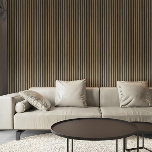 Art3d 96 x 6 Inch 3D Fluted Wood Textured Slat Wall Panel, 8-Pack, Ebony - color: Ebony, size: 96*6