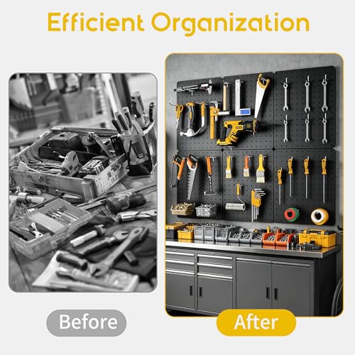 Steel Pegboard Tool Wall Organizer, 6Pack 14.76 x 10.82 in, 6 Bins, Black - color: Black, size: 14.76"x10.82"- 6 Pcs