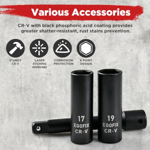 1/2" Impact Socket Set 30 Piece, SAE (5/16 to 1inch) and Metric (10-24mm) 6 Point, with Ratchet Wrench, Extension Bars, Impact Universal Joint, Storage Box, for Auto Repairing and Household - color: 1/2-30pcs