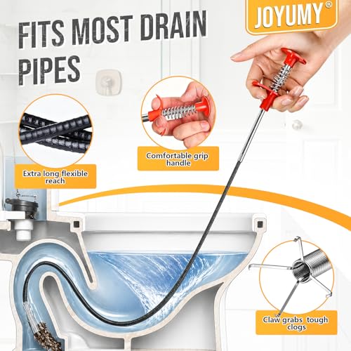10PCS Drain Snake Kit, 63" Heavy Duty Plumbing Auger, 60" Sink Snake Brush, 20" Clog Remover, 18" Cleaning Brush with Gloves, Pipe Cleaner for Kitchen Sink, Bathtub, Toilet, Sewer Drainage - style: 10SET Light Duty