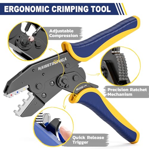haisstronica Quick Change Ratchet Crimping Tool Kit, 6 Dies, Oxford Bag