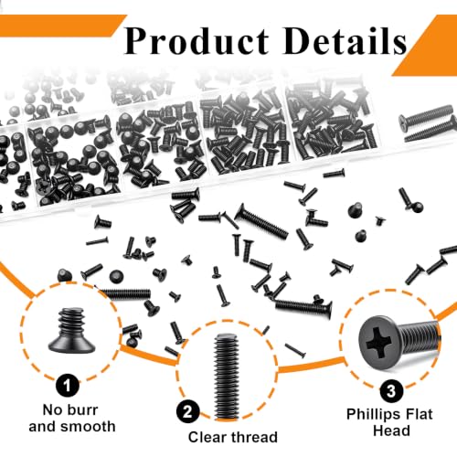 1130Pcs M1.4 M1.6 M2 M2.5 M3 M4 M5Metric Micro Screws Nuts Assortment, Hex Nuts, Small Machine Screws, for Arduino, RC Models, Electronics and DIY(Black) - size: 1130pcs