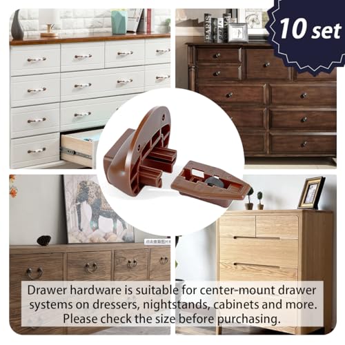XTPTFABS 10Pcs Drawer Guide Repair Kit with Screws,Reinforced Brown Plastic