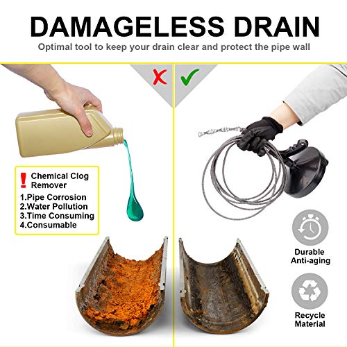 Drain Auger 25 Ft with Gloves, Heavy Duty Plumbing Snake Drain Clog Remover