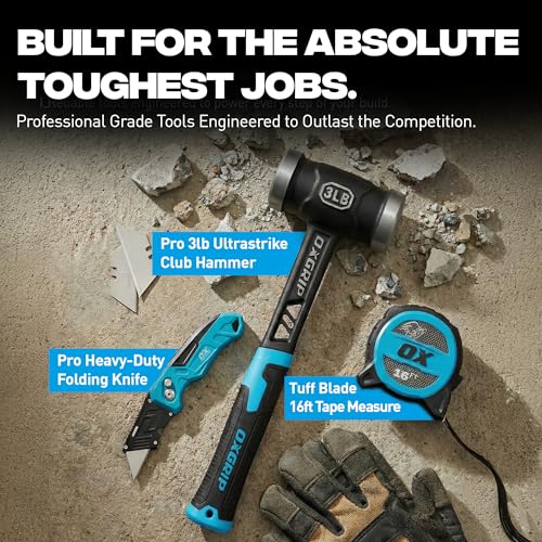 OX Ultrastrike 3 lb Sledge Hammer - Vibration Dampening - size: 3lb Club Hammer