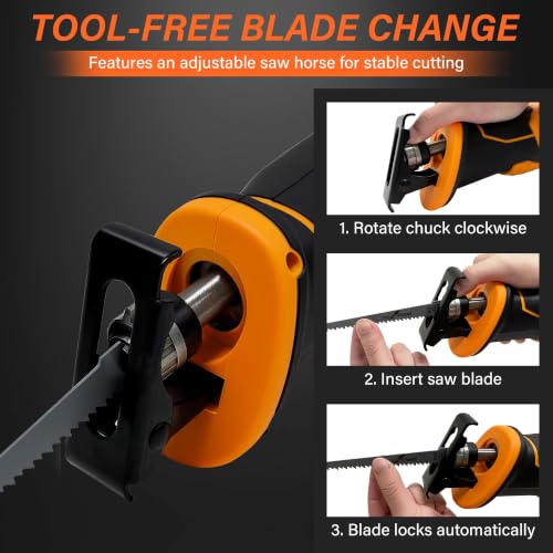 Cordless Reciprocating Saw for DEWALT 20V MAX Battery, Brushless Electric Recip Saw with 4 Blades, 0-2800 SPM Variable Speed, Tool-Free Blade Change, for Wood/PVC/Metal Cutting