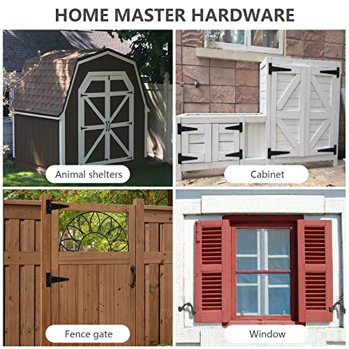 HOME MASTER HARDWARE Wood Gate Hardware Set- Heavy Duty 6" Gate Tee Hinge,Pull Set Gate Hardware Kit with Screws for Outdoor Fence Swing Gate Black Finish (Pack of 2) - size: 6 inch T Hinge (Pack of 2)
