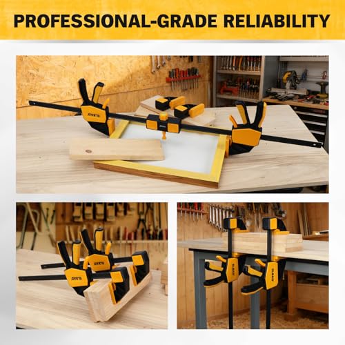 3-Pack 12-Inch Bar Clamp for Woodworking with Leveling Block Clamp, 350LBS Load Limit, Heavy Duty Quick-Release Wood Clamps/Spreader, One-Handed F Clamp for Wood Working - style: 3-Piece long 350lbs