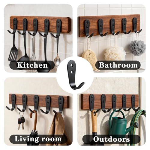 Stainless Steel Hooks for Hanging, Heavy Duty Hook, Wall Hooks Key Holder Wall Mount Hanger Coat Hook Garage Storage Screw Utility Hooks, 8 Pack (Black) - color: Black V