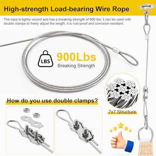 HYASIA Shade Sail Hardware Kit with Wire Ropes, 304 Stainless Steel Heavy-Duty Rustproof Turnbuckles, Hardware for Triangle Rectangle Square Sun Shade Sails, Ideal for Patios Gardens Lawns Outdoor