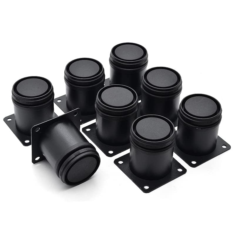 2.5 Inch Metal Furniture Legs Stainless Steel Adjustable Legs Black Metal Legs Round Cabinet Legs for Coffee Table Cabinet Desk Sofa Shelves, Pack of 8 - color: Black, size: 2.5"
