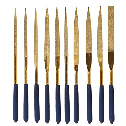 YAKAMOZ 10Pcs Titanium Diamond Needle File Set, 5x180mm Polishing Tool