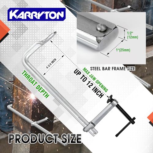 4-Pack Heavy Duty 12"(300x120mm) F-Clamp w/ 4-3/4" Throat Depth, Bar Size 1"x15/32", 1400LB Clamping Force, Drop Forged Steel Bar Clamps for Wood, Metal, Pipe, Welding and DIY Projects - size: 12" x 4-3/4"D - 4PC, style: 1400LB