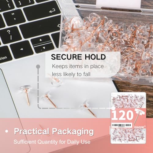 120PCS Glod Thumb Tacks for wall Push pins for wall thumbtacks for Hanging - color: Rose Gold