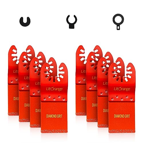 Litorange 8 Pcs Diamond Oscillating Blades, Oscillating Multi Tool Diamond Saw Blades for Grout Removal, Flush Cut, Cleaning Mortar - size: 8 Pcs Multi Tool Blades