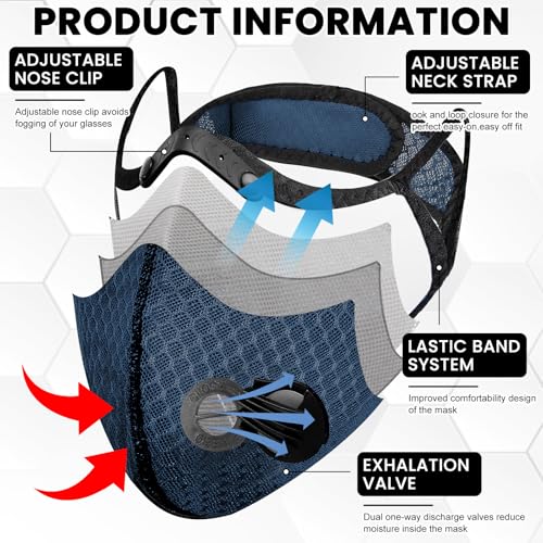 Threlaco Dust Mask Reusable - color: Black, Navy Blue