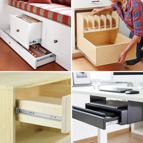 homdiy 10 Pairs Soft Close Drawer Slides 20 Inch Heavy Duty Side Mount Rail - color: Silver, size: 20 Inch